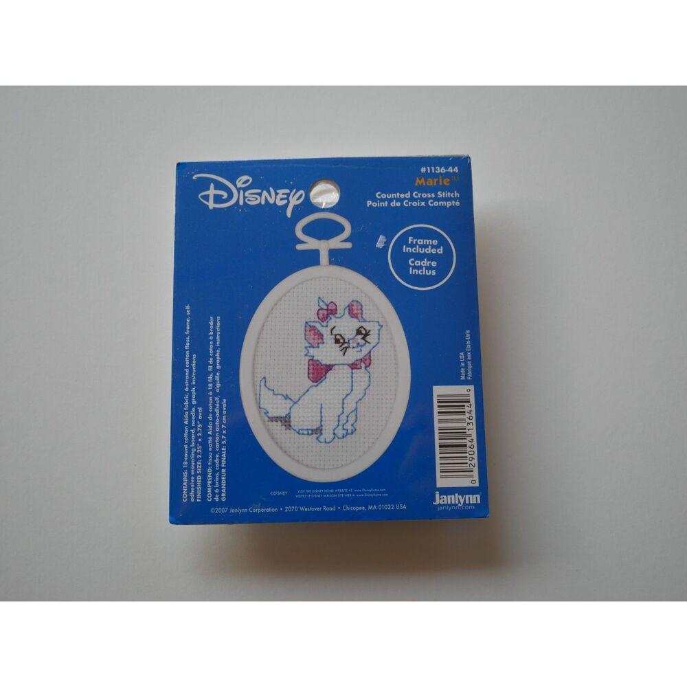 Disney Marie Counted Cross Stitch Kit Ornament Frame Included